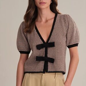 525 America ELAINE: PUFF SLEEVE TIE FRONT TOP